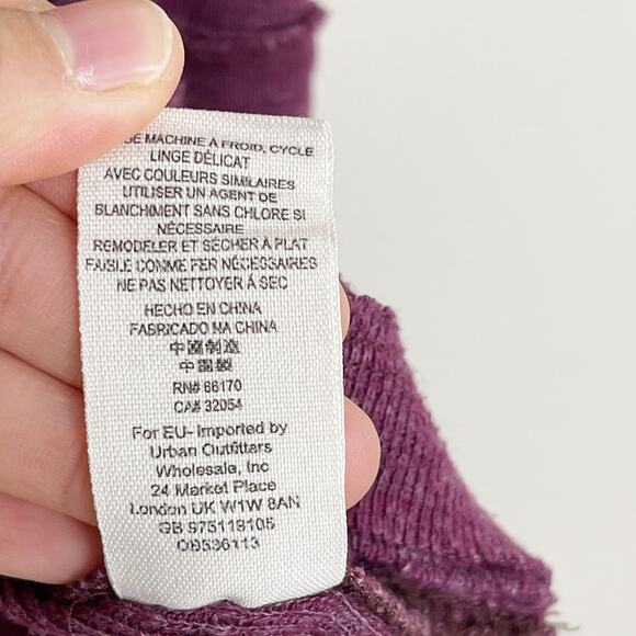 Free People Split Back Turtleneck Plum Purple Small S Long Sleeve Cotton Blend - Picture 8 of 9